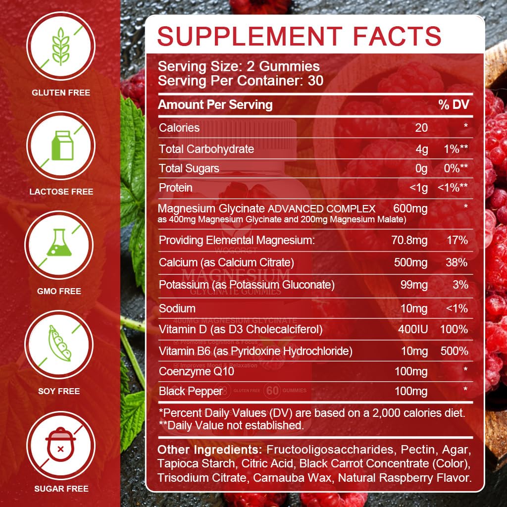 WOGORGT Magnesium Glycinate Gummies close-up of gummies