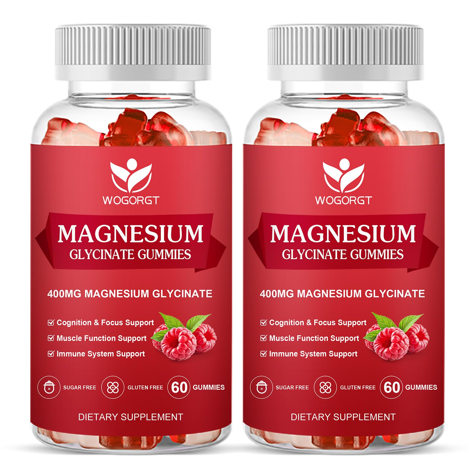 WOGORGT Magnesium Glycinate Gummies front view with packaging