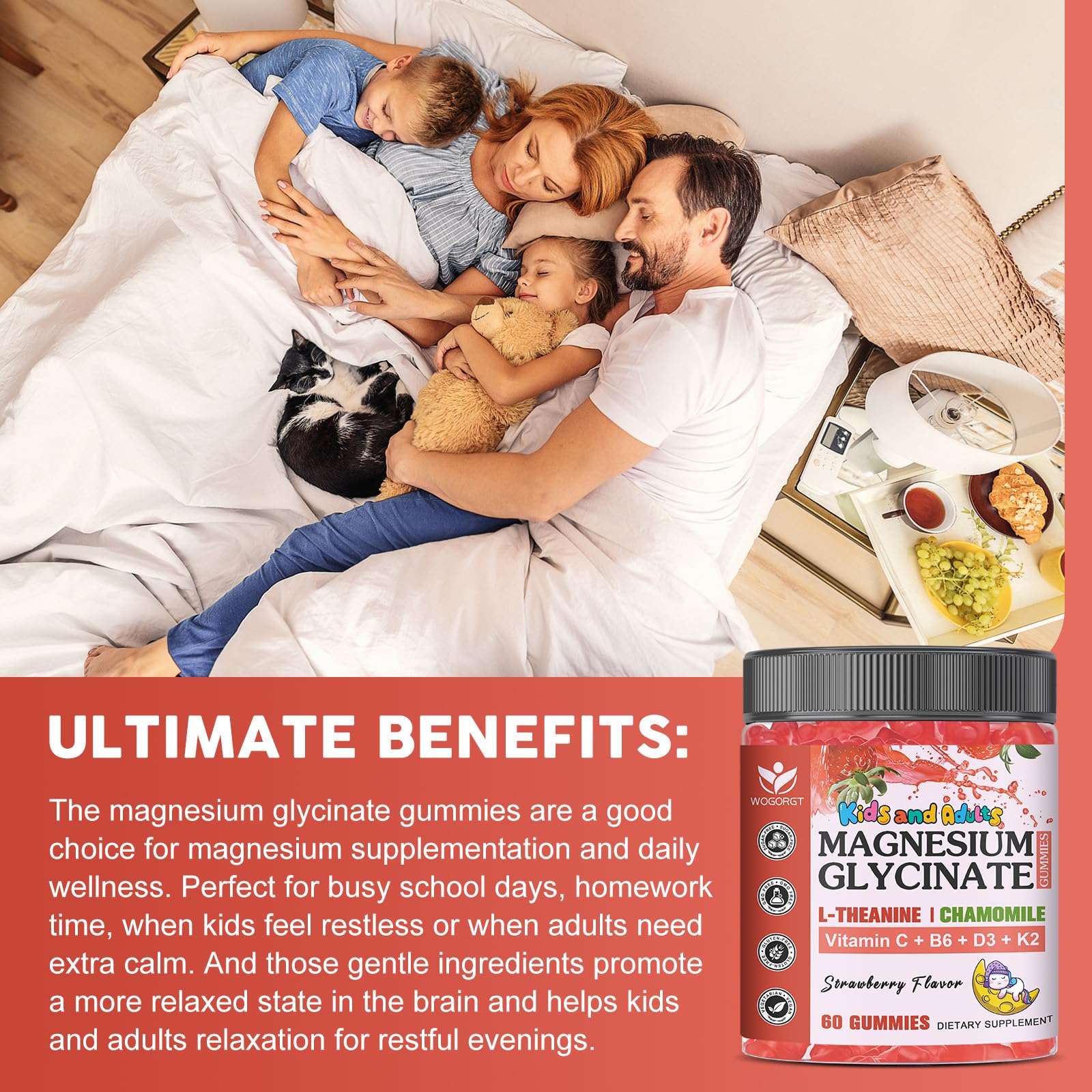 WOGORGT Magnesium Glycinate Gummies nutritional information label