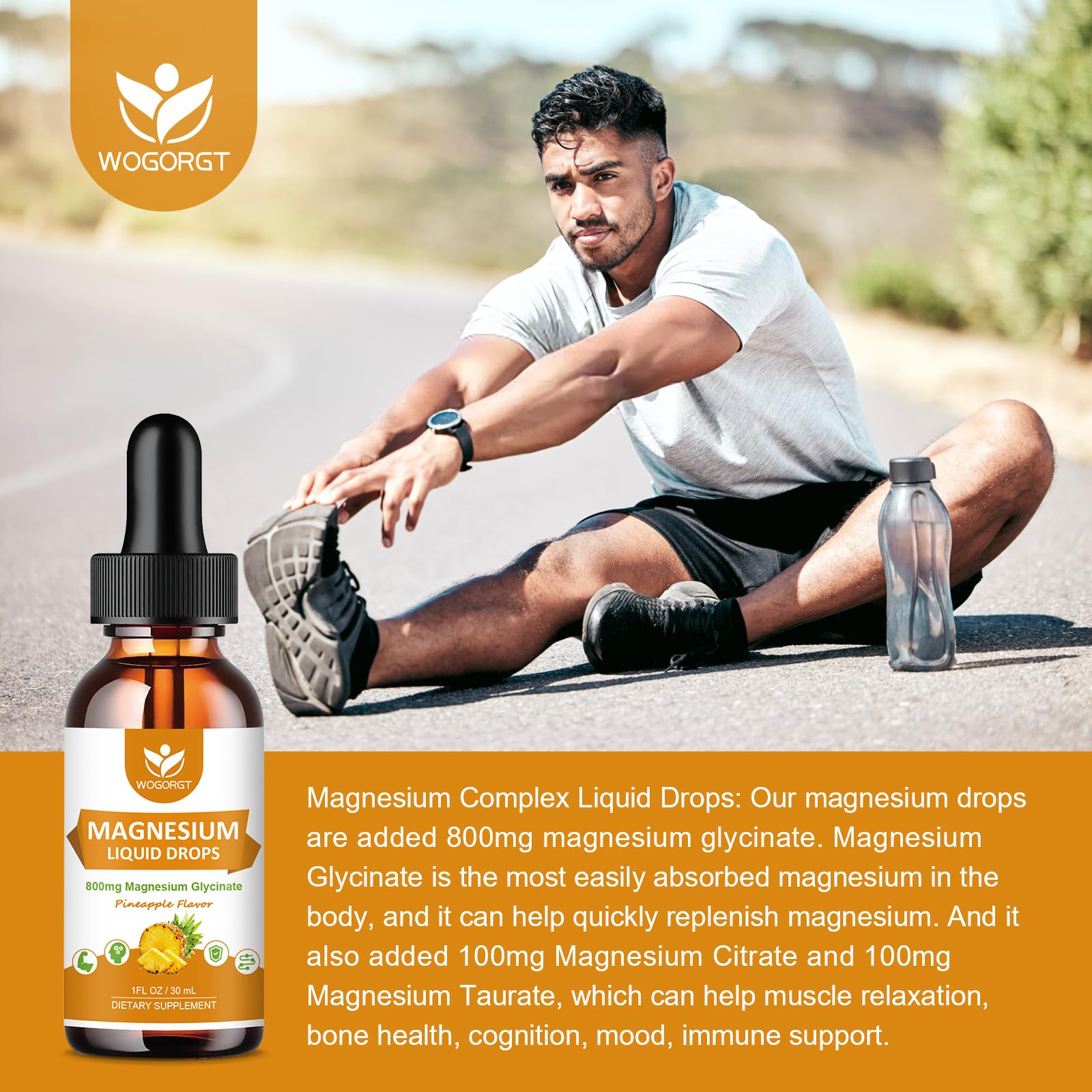 WOGORGT Magnesium Glycinate Liquid Drops 800mg packaging