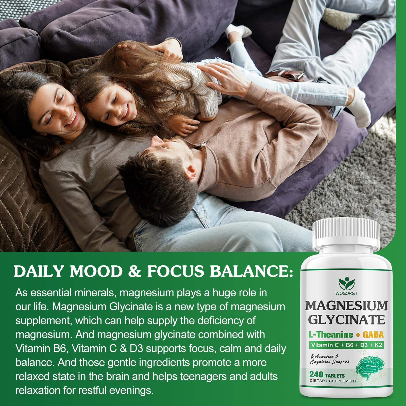 WOGORGT Magnesium Glycinate Supplement ingredients list