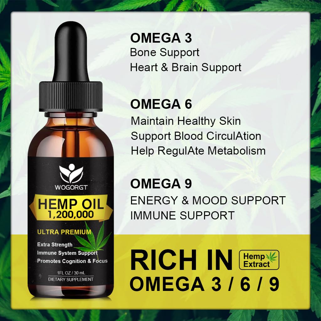 WOGORGT Premium Hemp Oil back view with ingredients