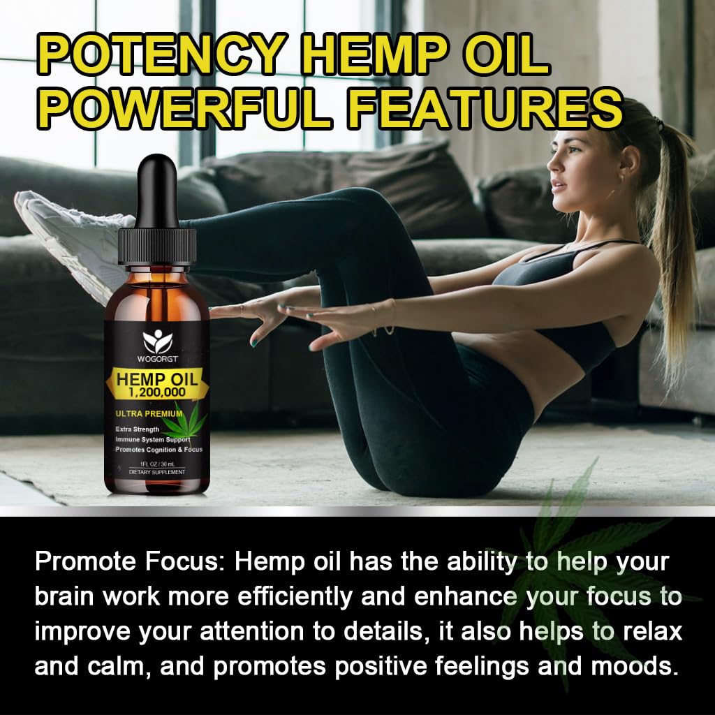 WOGORGT Premium Hemp Oil with a measuring spoon