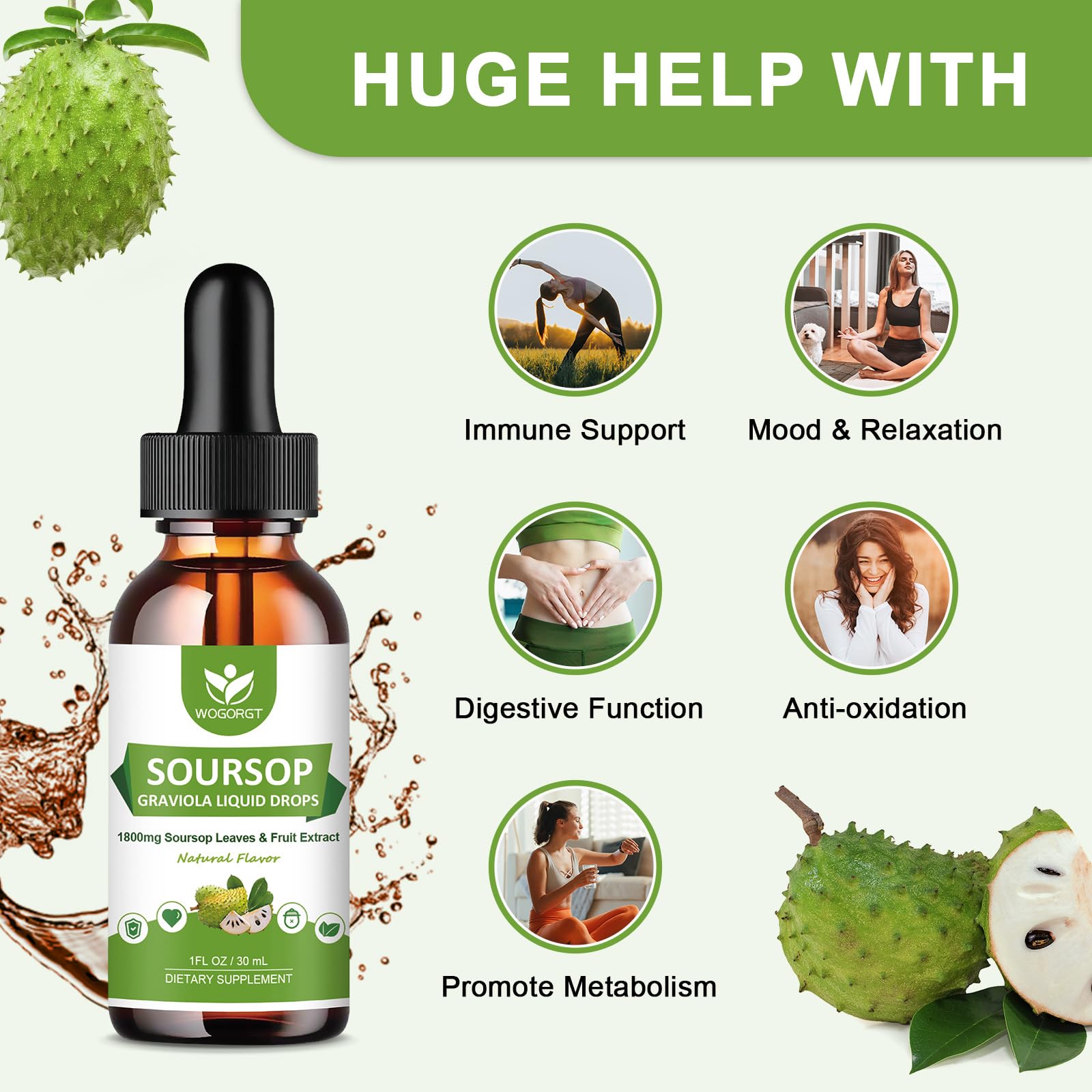 WOGORGT Soursop Liquid Drops with dosage dropper