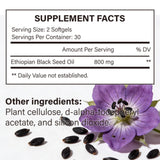 WOJJ Black Seed Oil Softgels back view showing ingredients