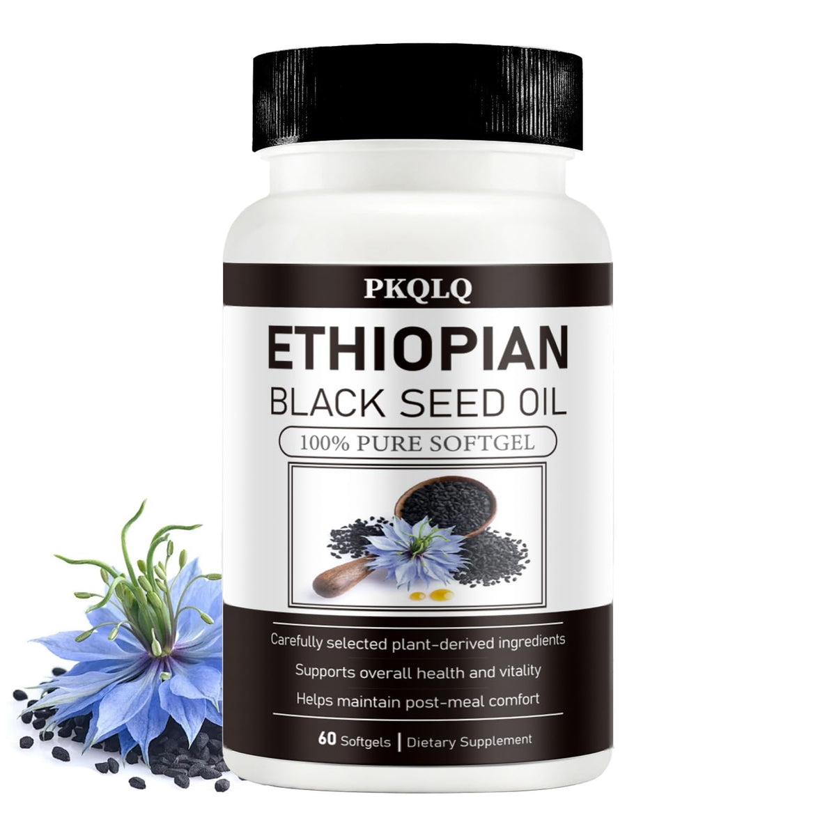 WOJJ Black Seed Oil Softgels front view with packaging