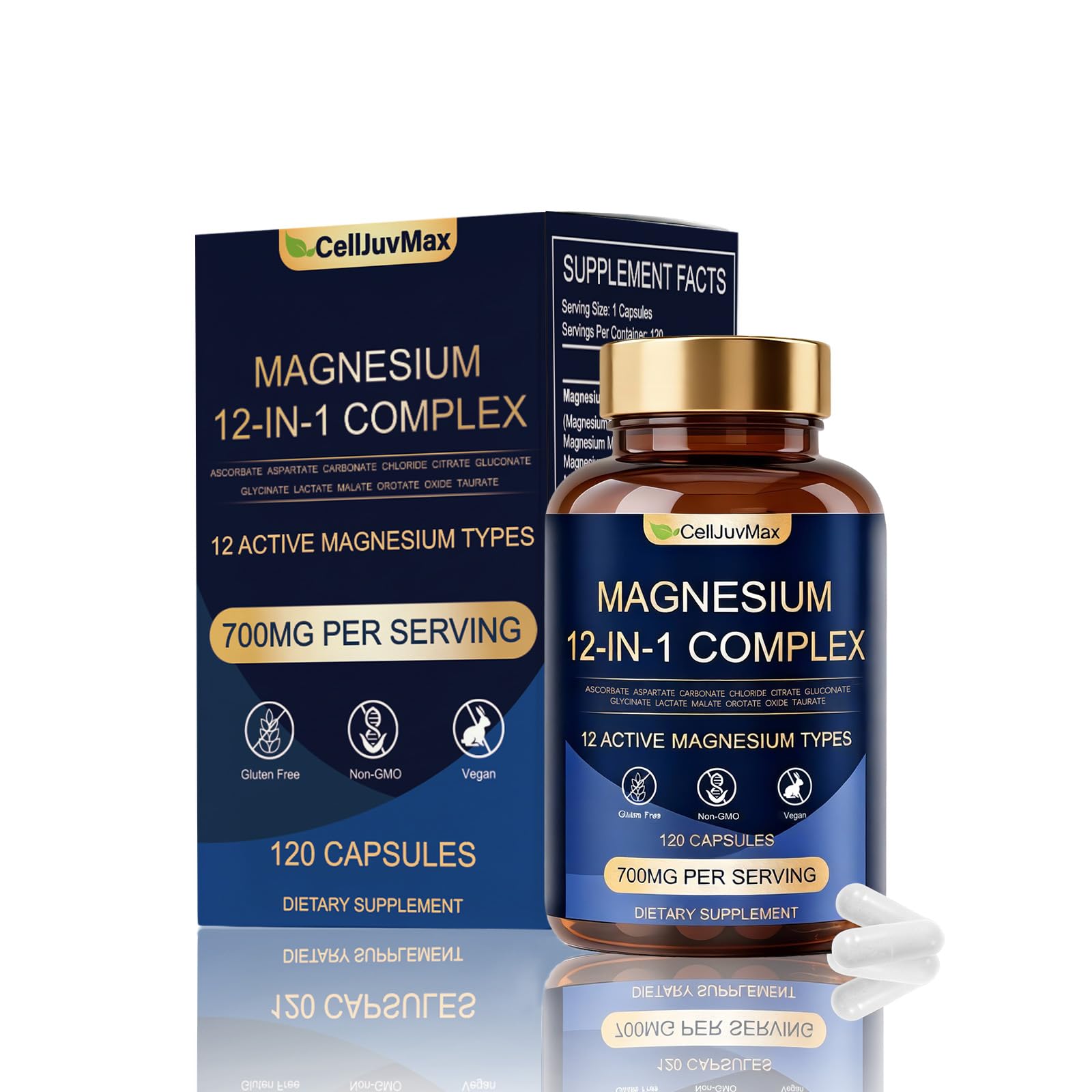 WOJJ Magnesium Supplement 12-in-1 Formula front view