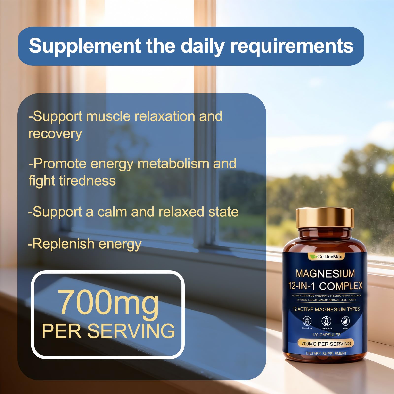 WOJJ Magnesium Supplement capsules close-up