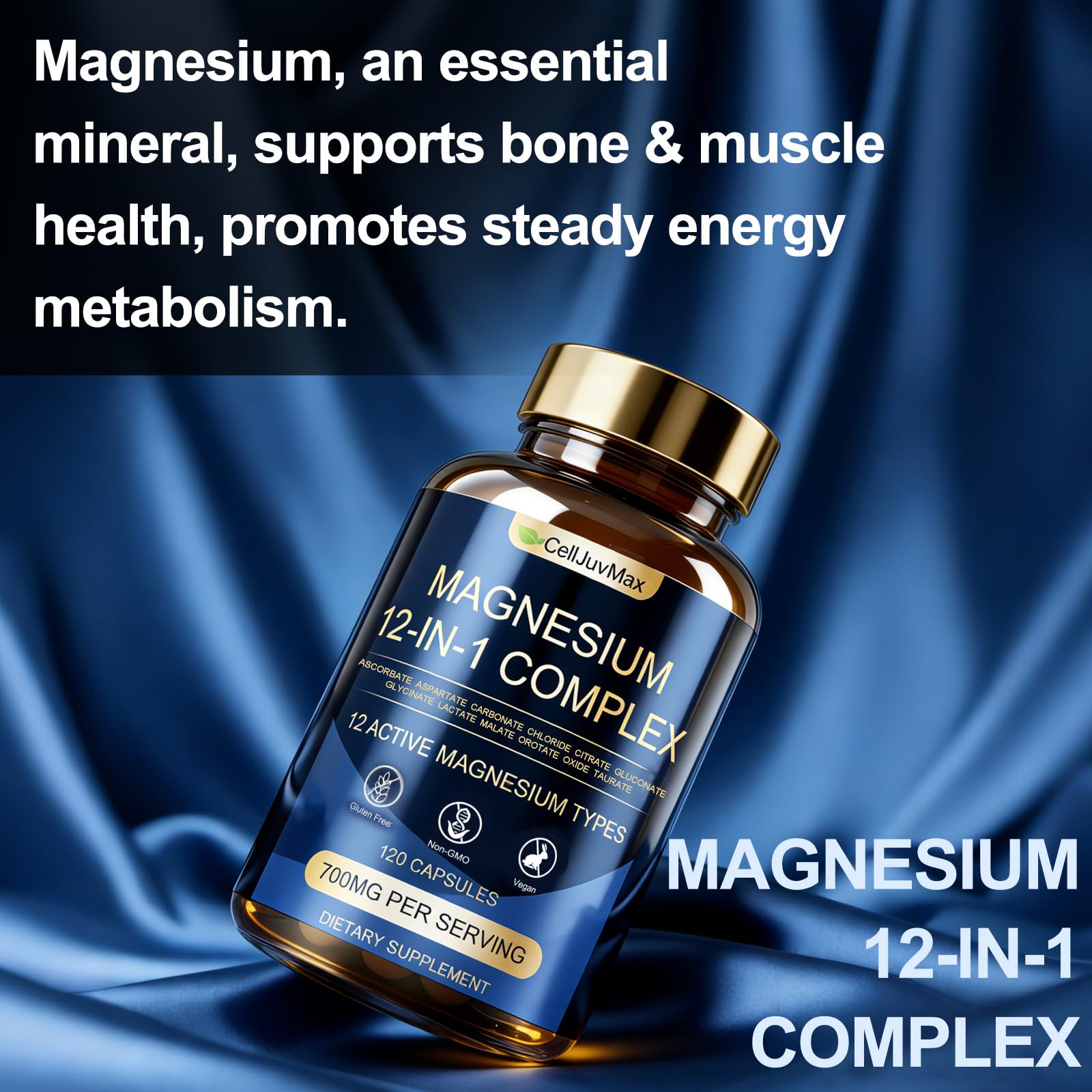WOJJ Magnesium Supplement side view of bottle