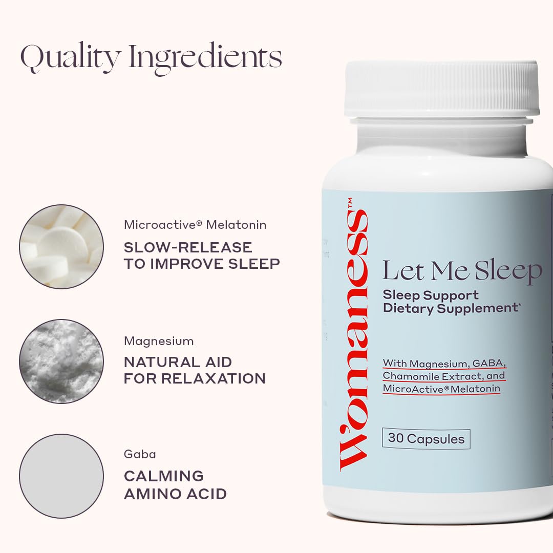 Womaness Let Me Sleep supplement back view packaging