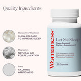 Womaness Let Me Sleep supplement back view packaging