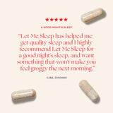 Womaness Let Me Sleep supplement lifestyle scene with a glass of water