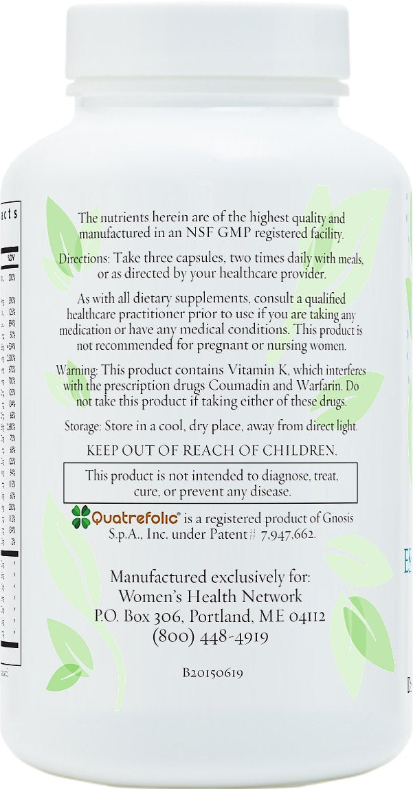 Women's Health Network Essential Nutrients Supplement label close-up