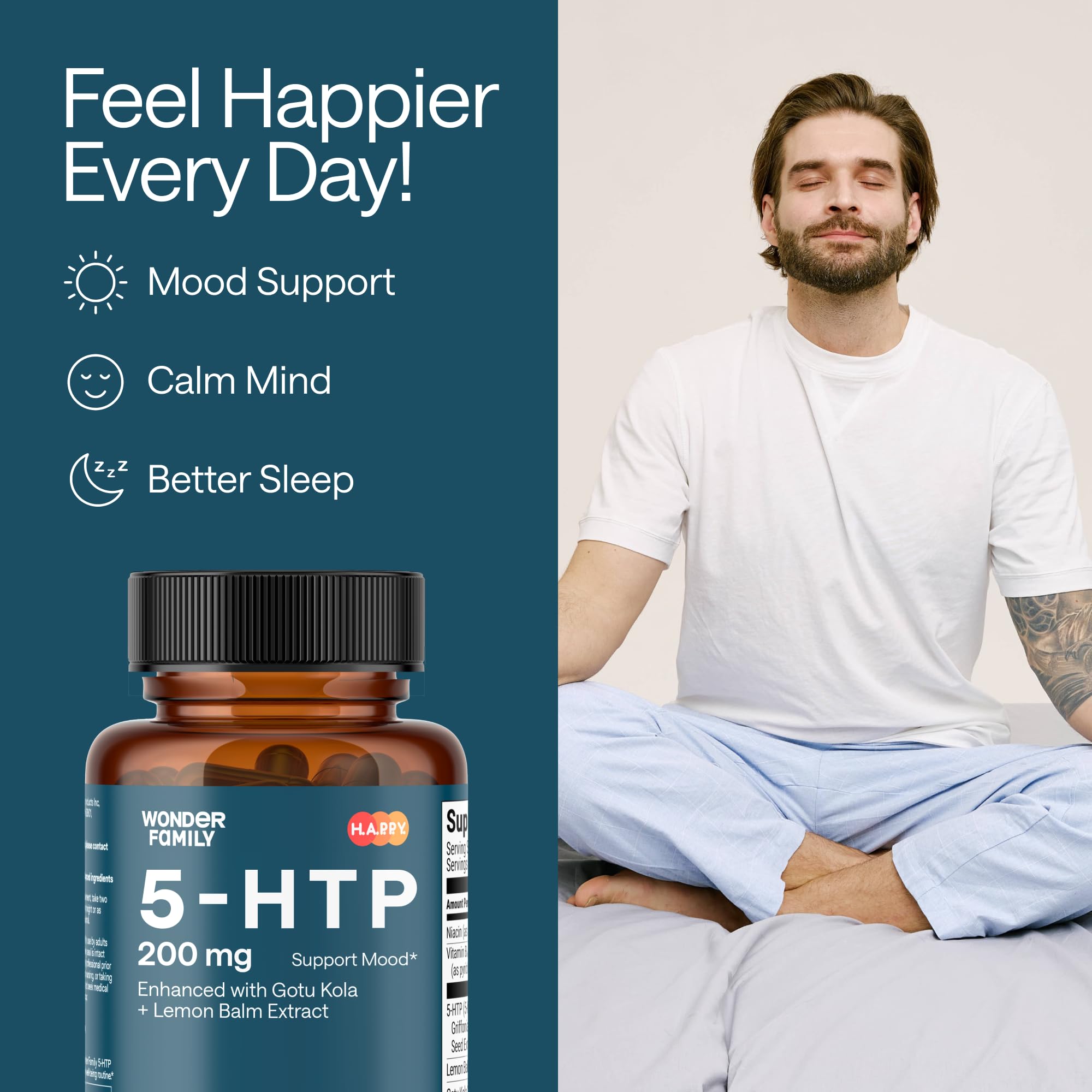 WONDER FAMILY 5-HTP Supplement 200mg packaging