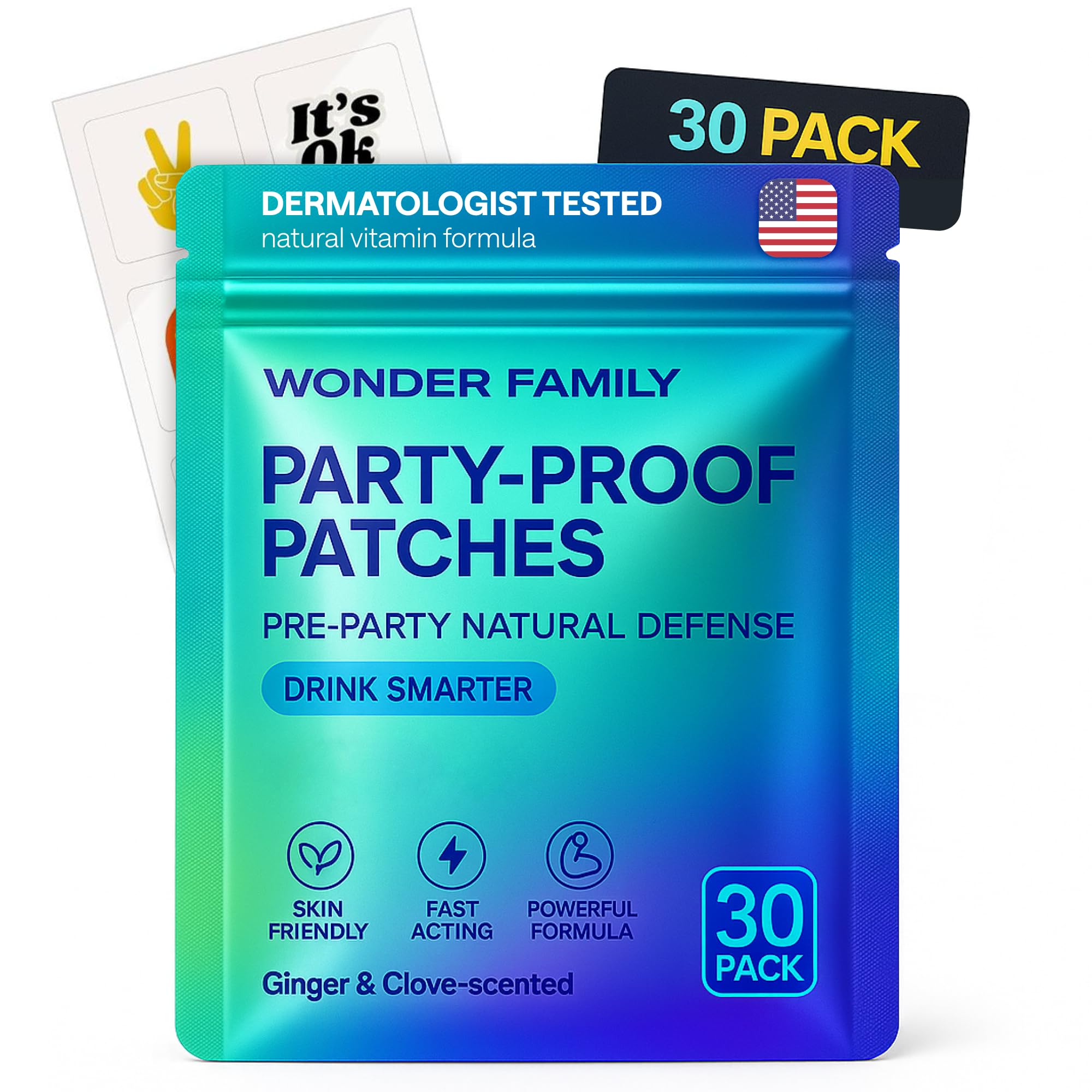 WONDER FAMILY Drinking use Patches pack front view with design details