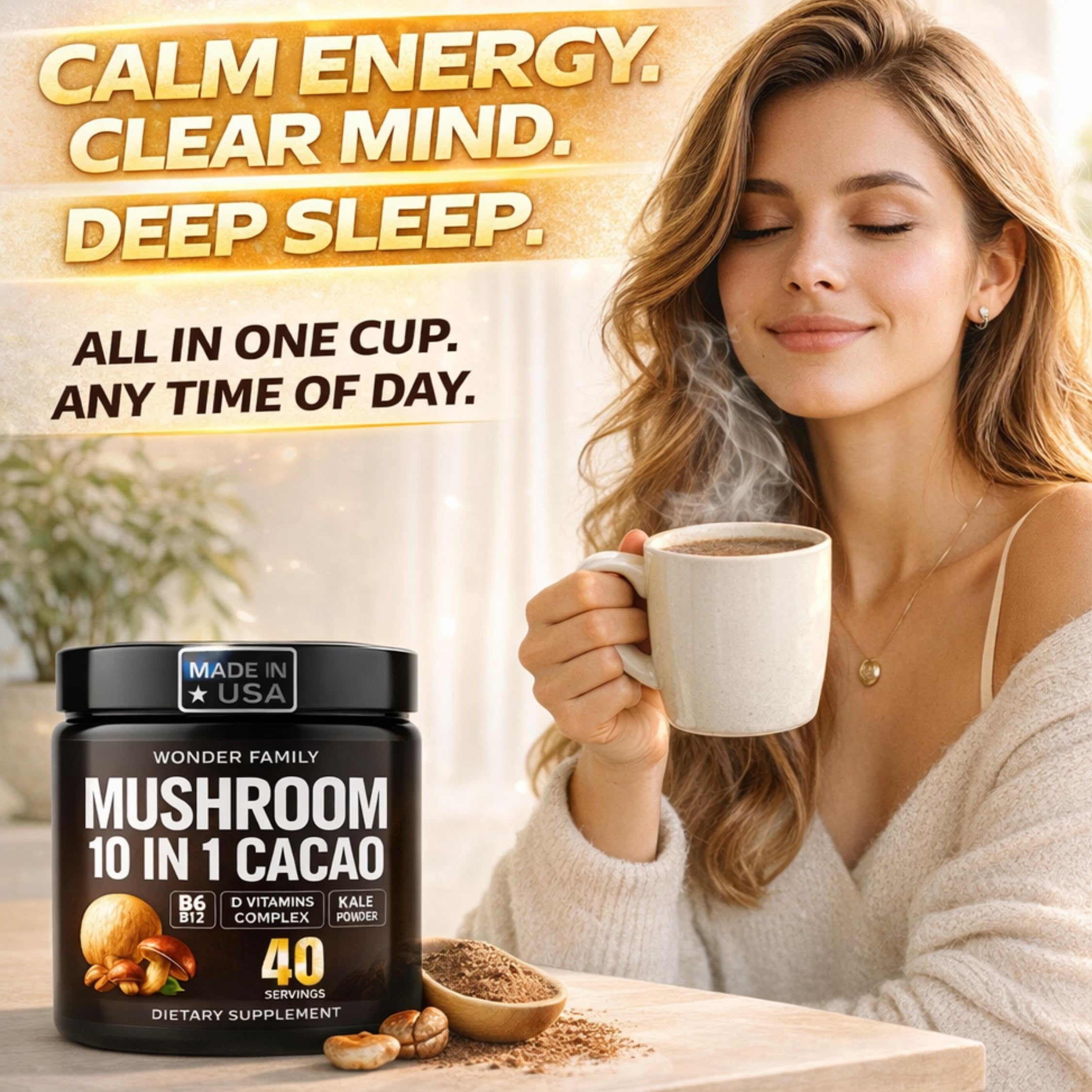 WONDER FAMILY Mushroom Coffee Powder 100g back view