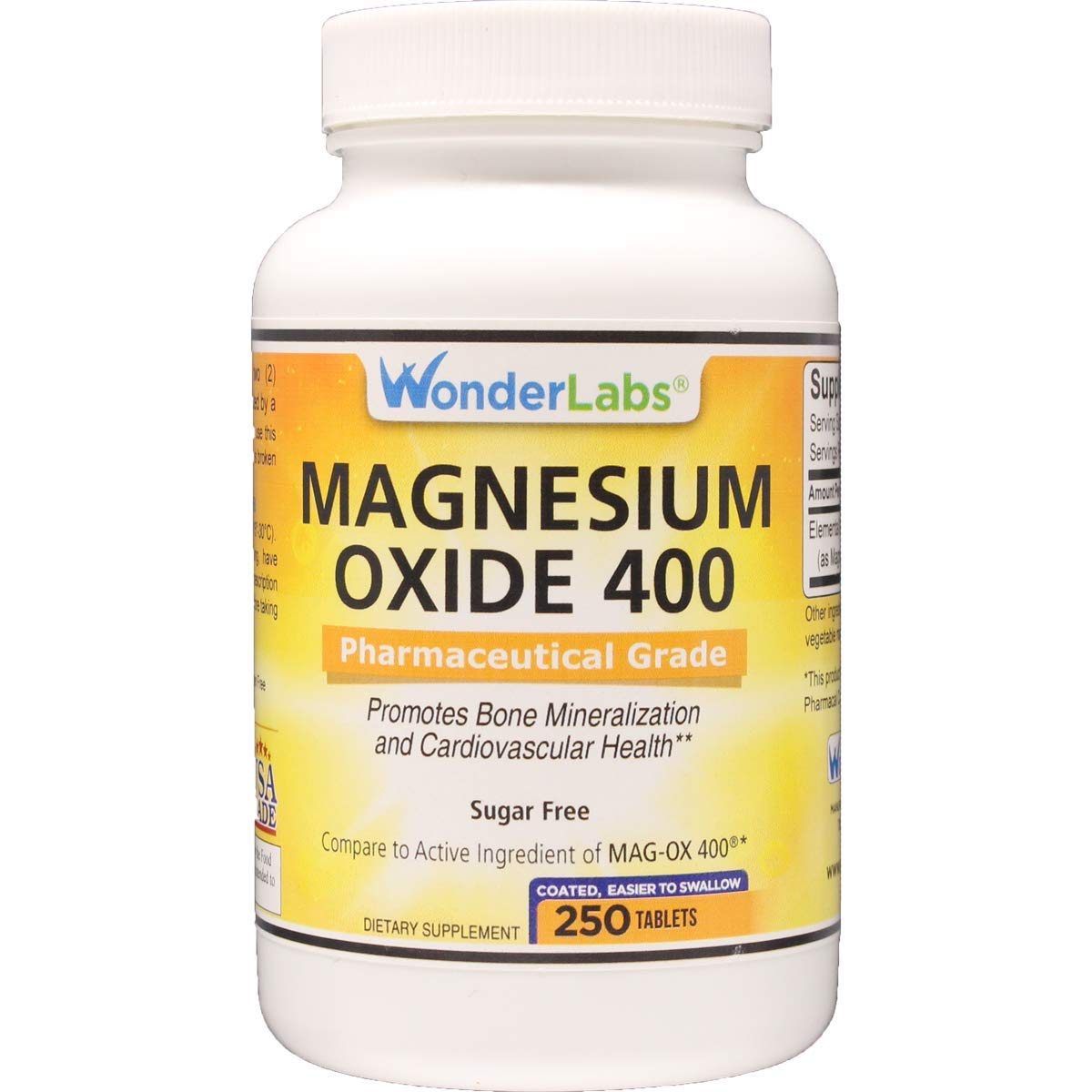 Wonder Laboratories Magnesium Oxide 483mg Supplement front view
