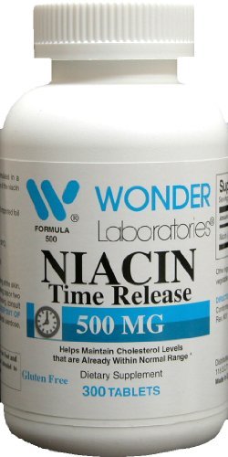 Wonder Laboratories Niacin 500mg Time Release Supplement front view