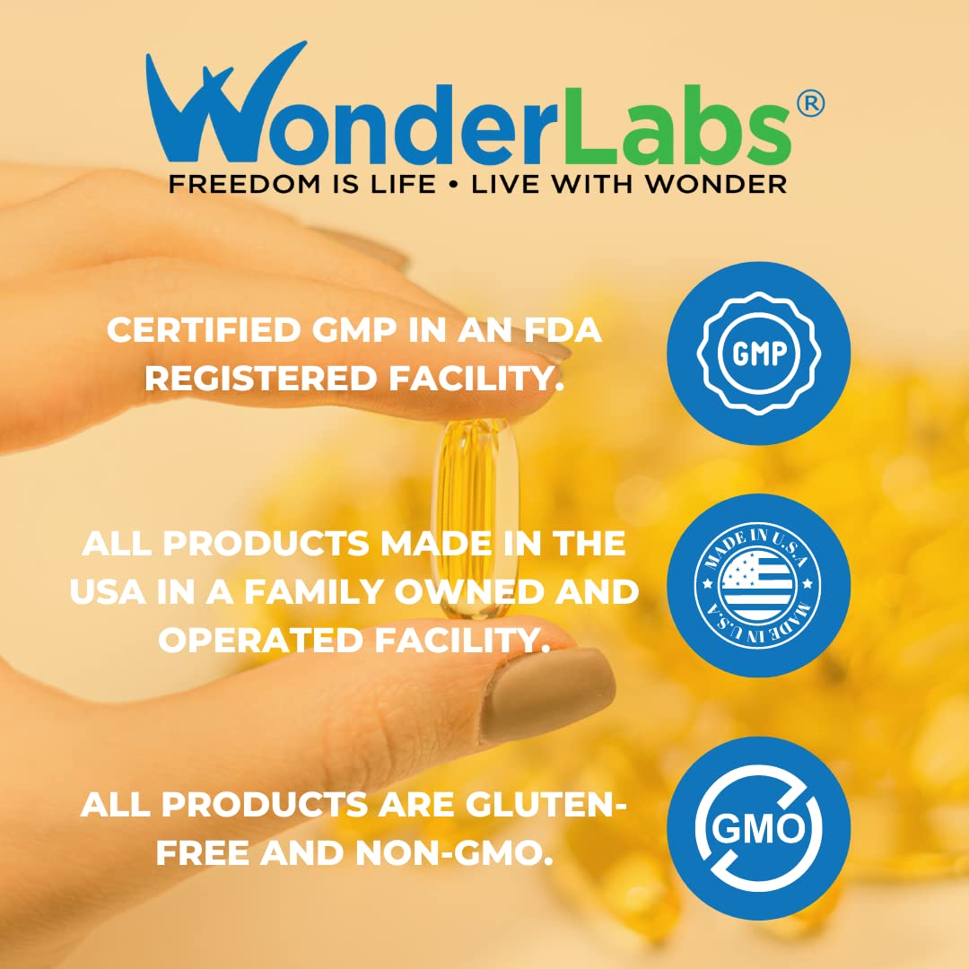 Wonder Laboratories Omega-3 Fish Oil capsules in a glass