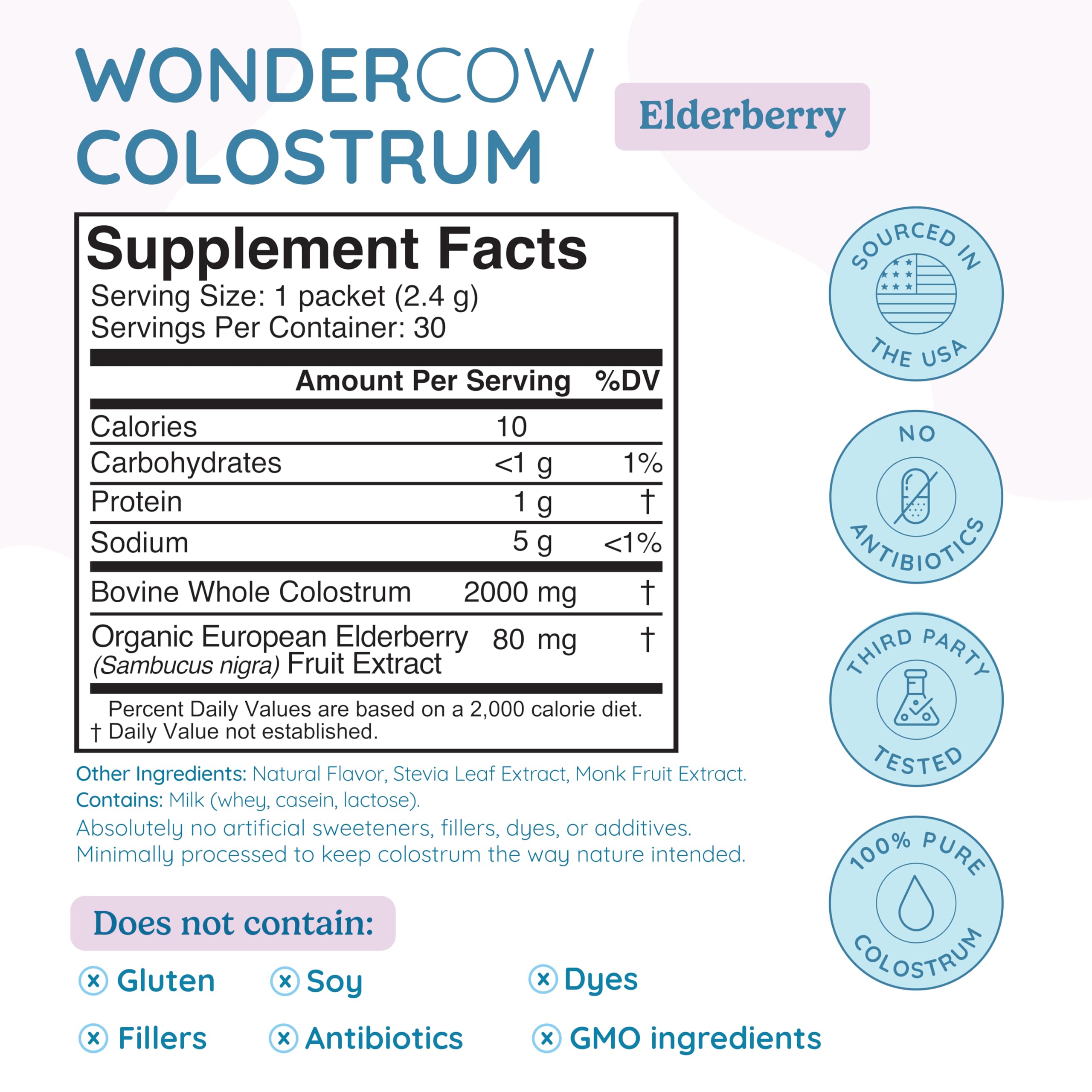 WONDERCOW Colostrum Powder with Elderberry individual packet
