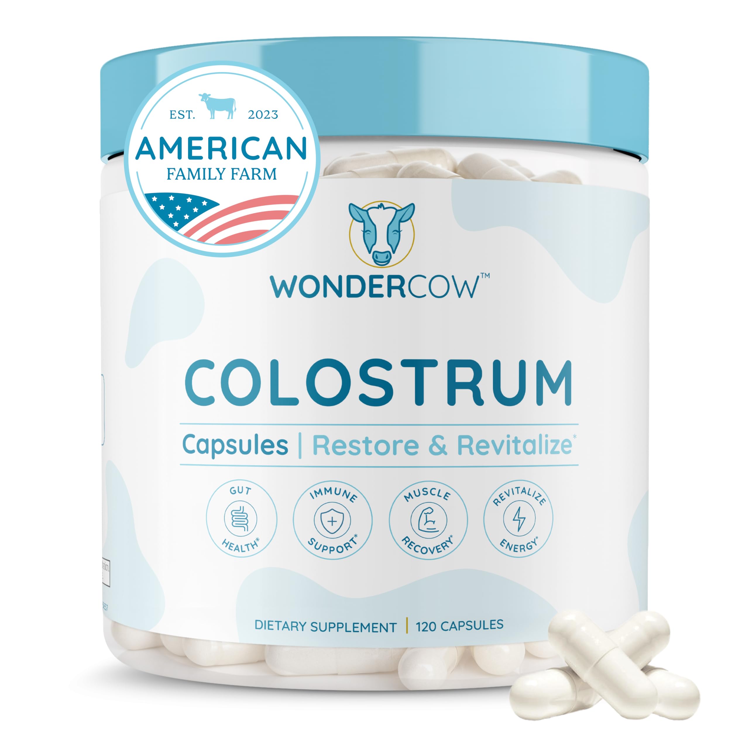 WONDERCOW Whole Colostrum Capsules 120 count front view