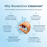 WONDERCOW Whole Colostrum Capsules with a glass of water