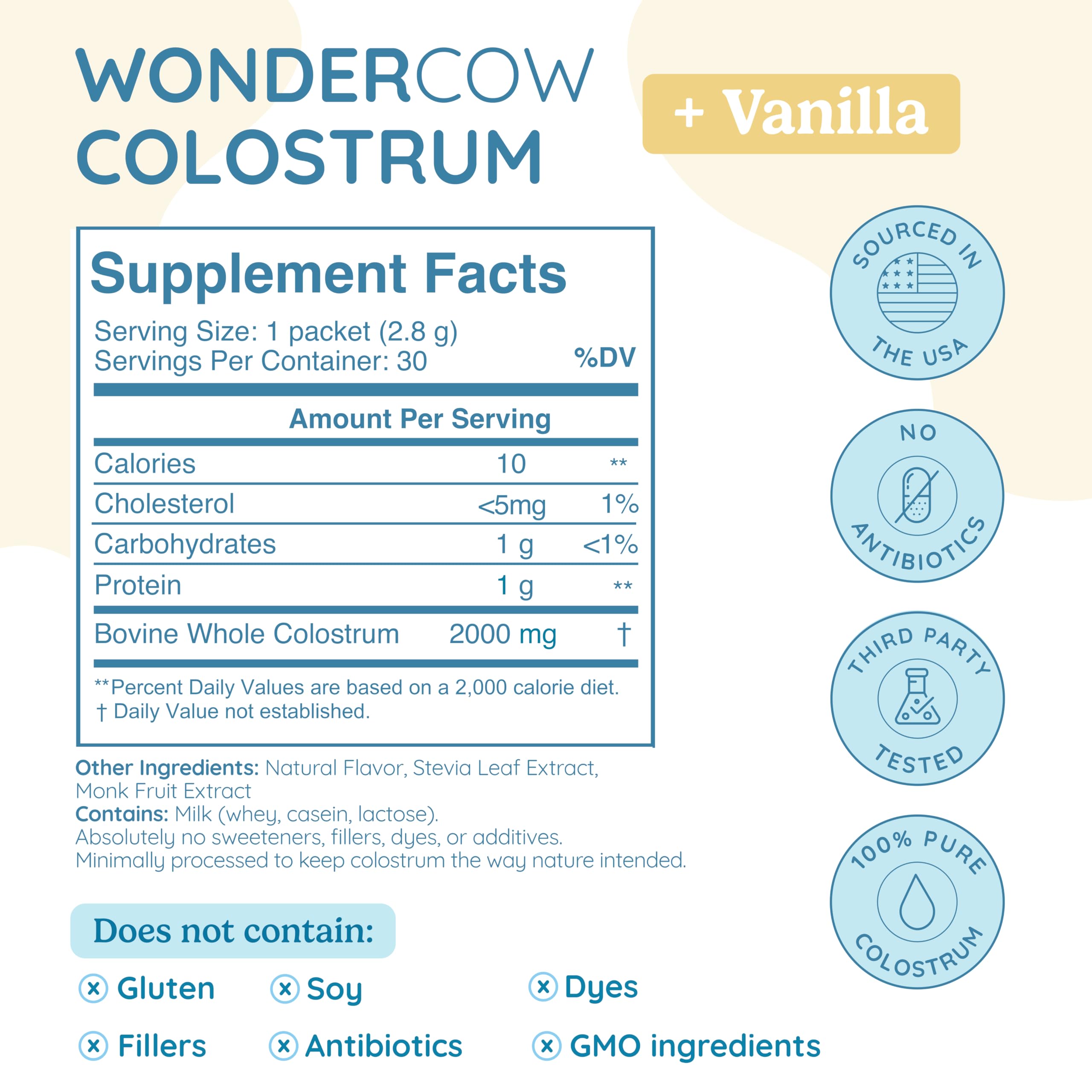 WONDERCOW Whole Colostrum Powder 120g packaging