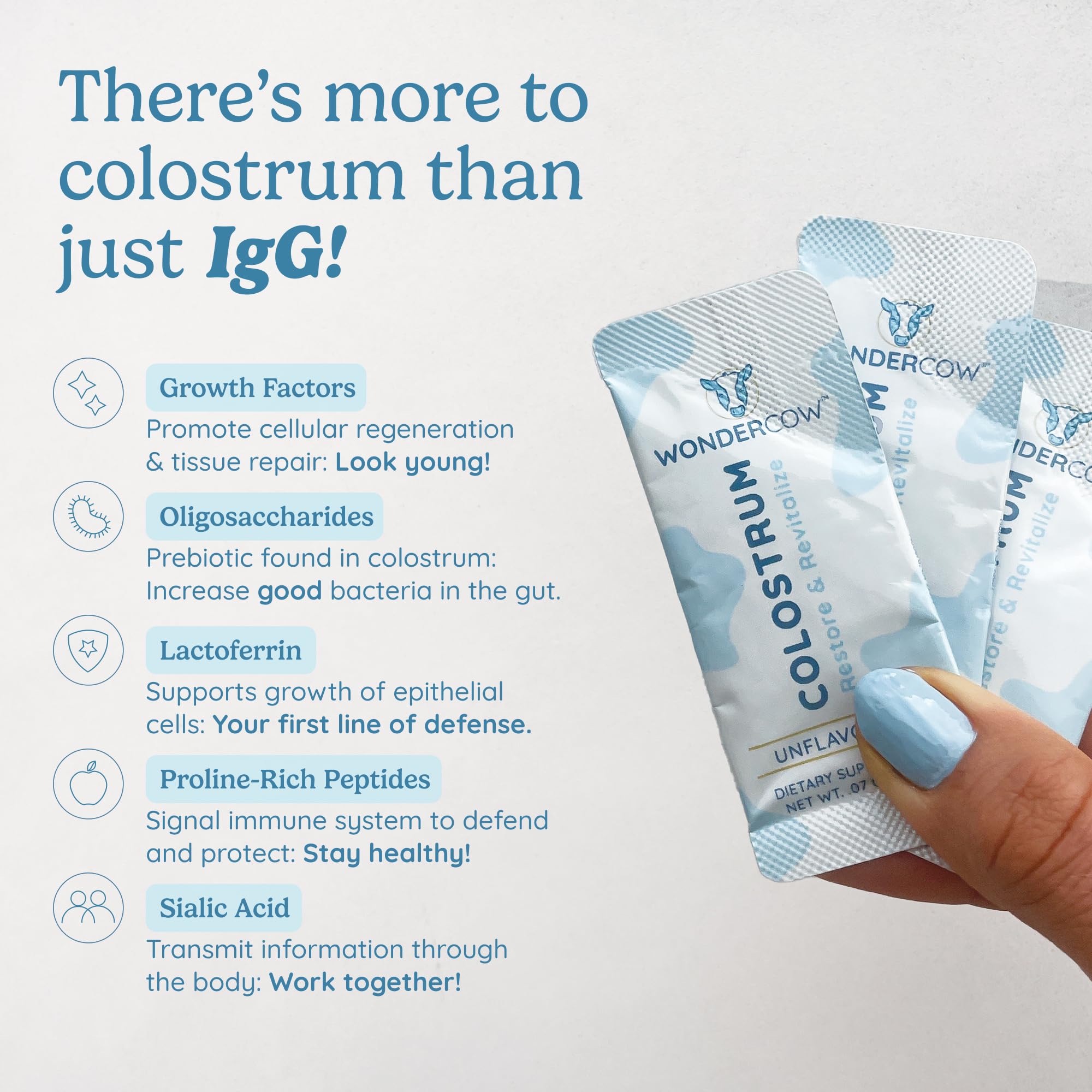 WONDERCOW Whole Colostrum Powder in a glass of water