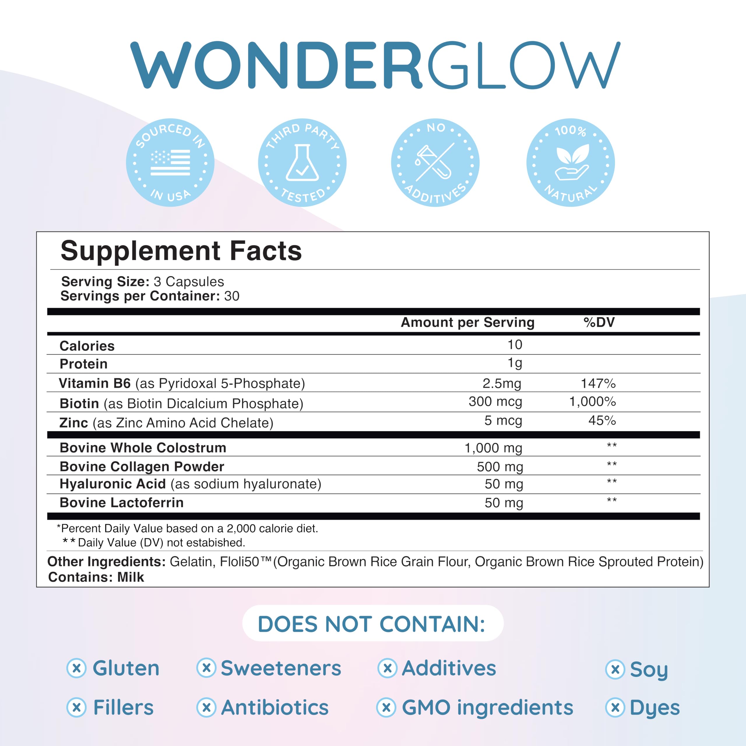 WONDERCOW WonderGlow Biotin Supplement side view