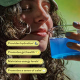 Wooden Spoon Herbs Magic Magnesium Blue Lemonade powder in glass of water