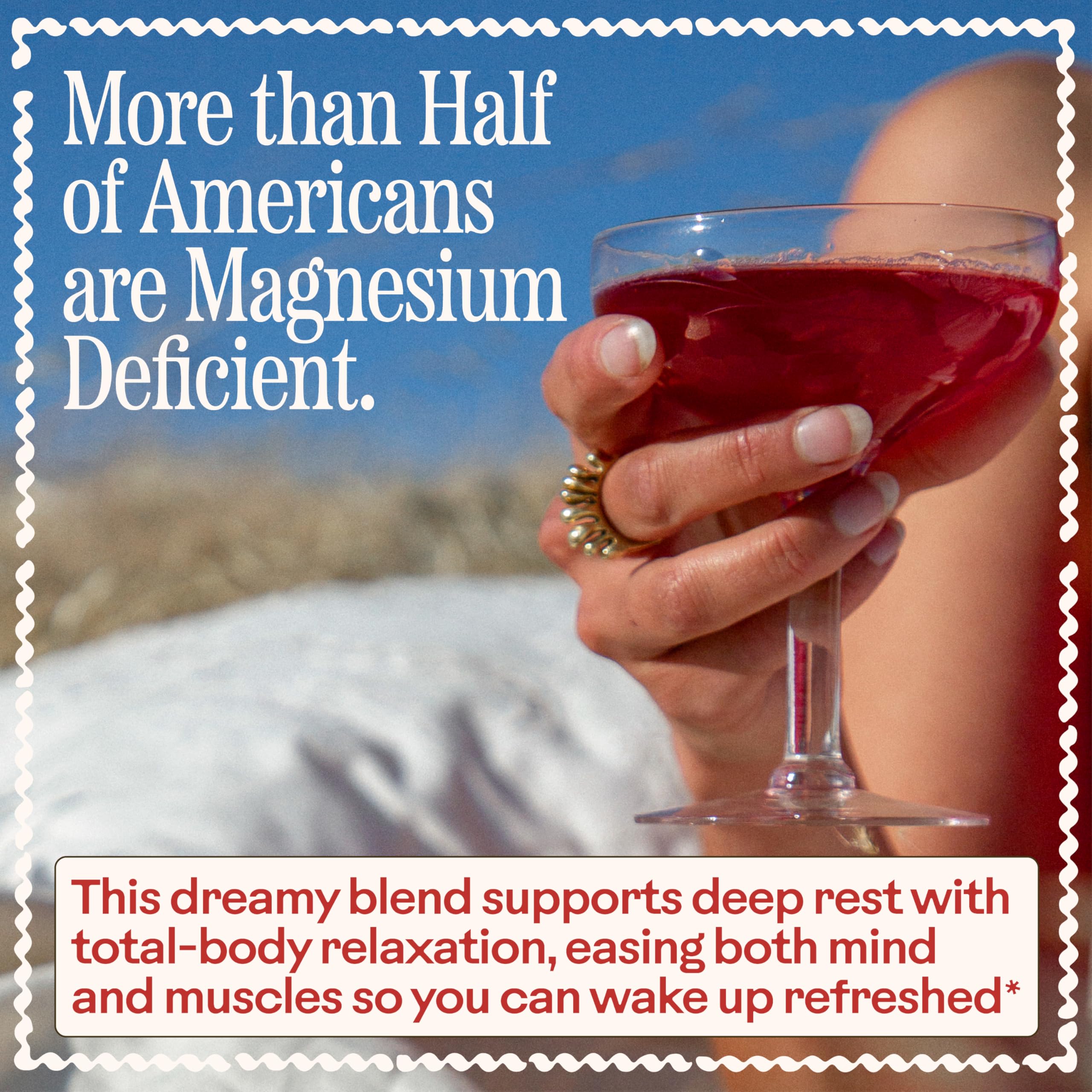Wooden Spoon Herbs Magic Magnesium Tart Cherry Drink Mix with a glass of water