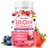 Wordln Iron Gummies front view with mixed berry flavour
