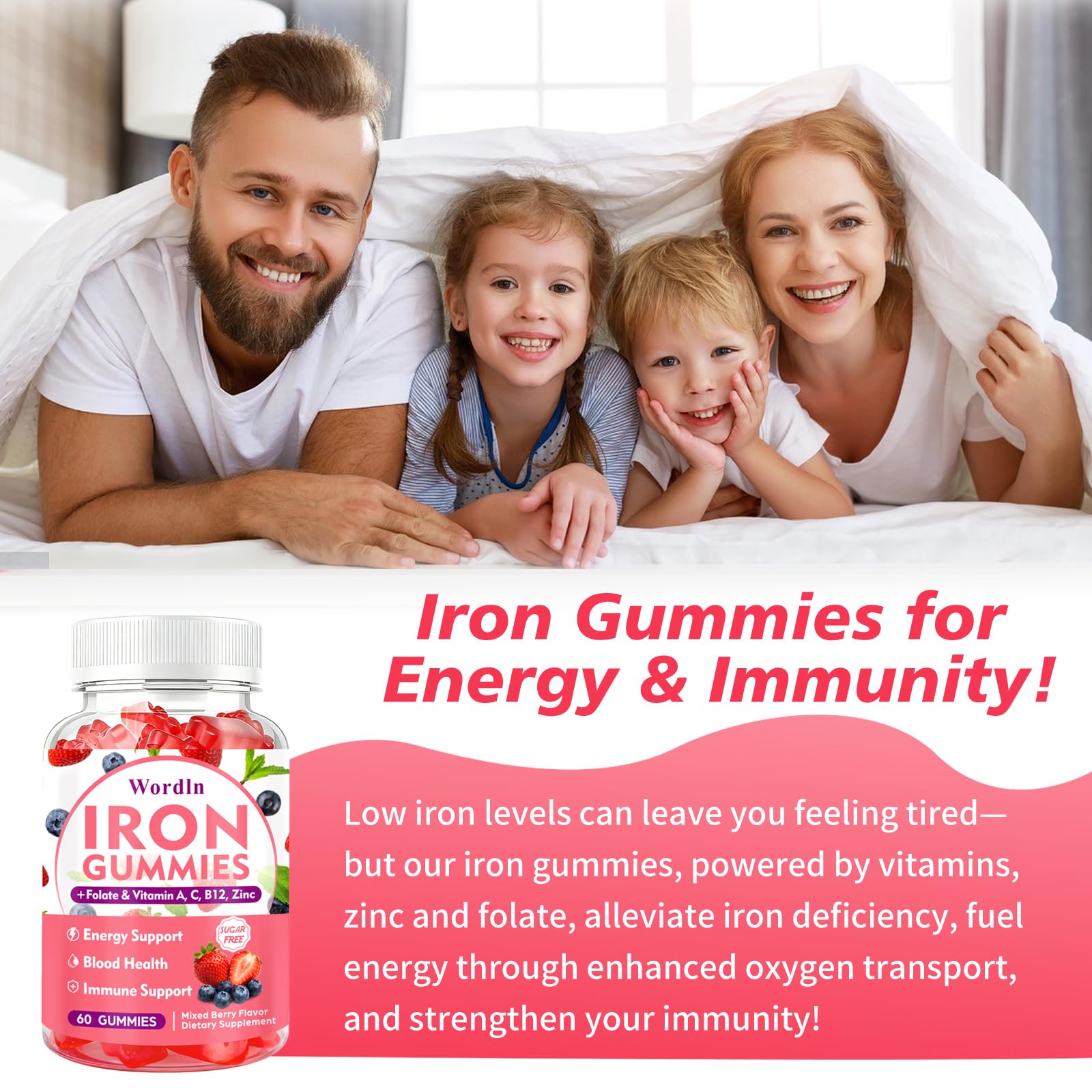 Wordln Iron Gummies showing the gummy texture