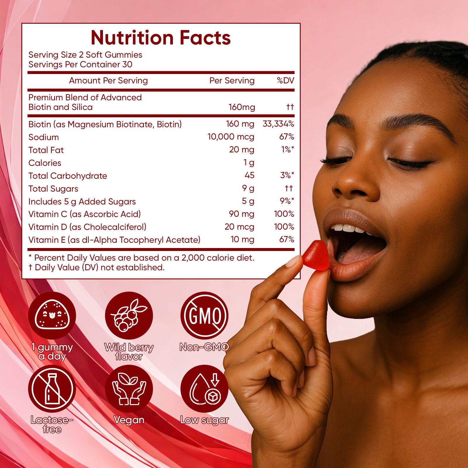 WOVOEO Hair Growth Vitamins Gummies texture close-up