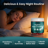 WOVOEO Nightly Reset Gummies lifestyle shot with a glass of water