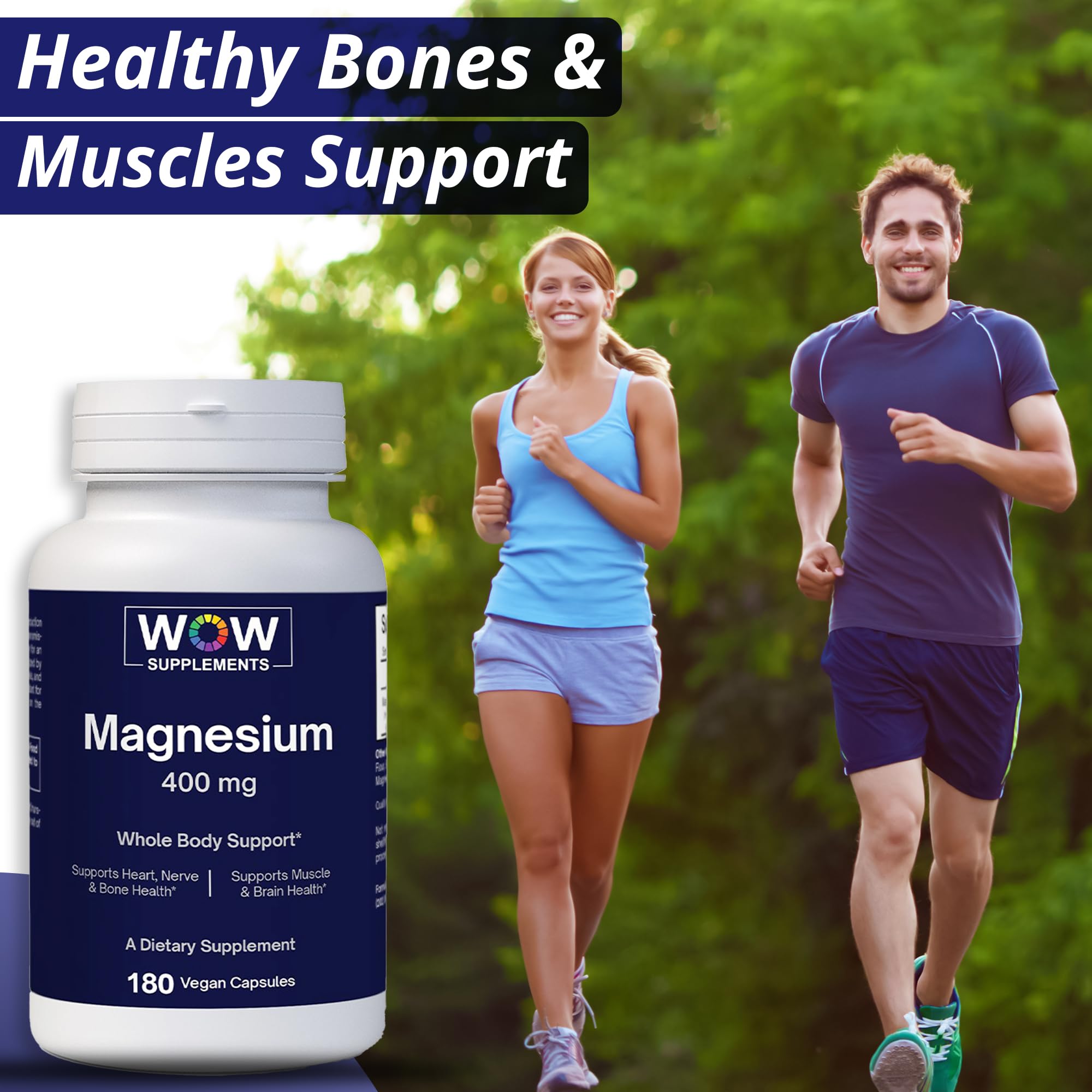 WOW Supplements Magnesium 400mg Capsules close-up of capsules