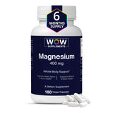 WOW Supplements Magnesium 400mg Capsules front view