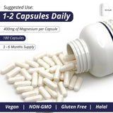 WOW Supplements Magnesium 400mg Capsules on a wooden table