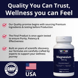 WOW Supplements Magnesium 400mg Capsules open bottle with capsules