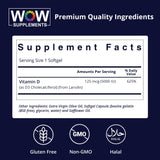 WOW Supplements Vitamin D3 5000 IU softgels packaging