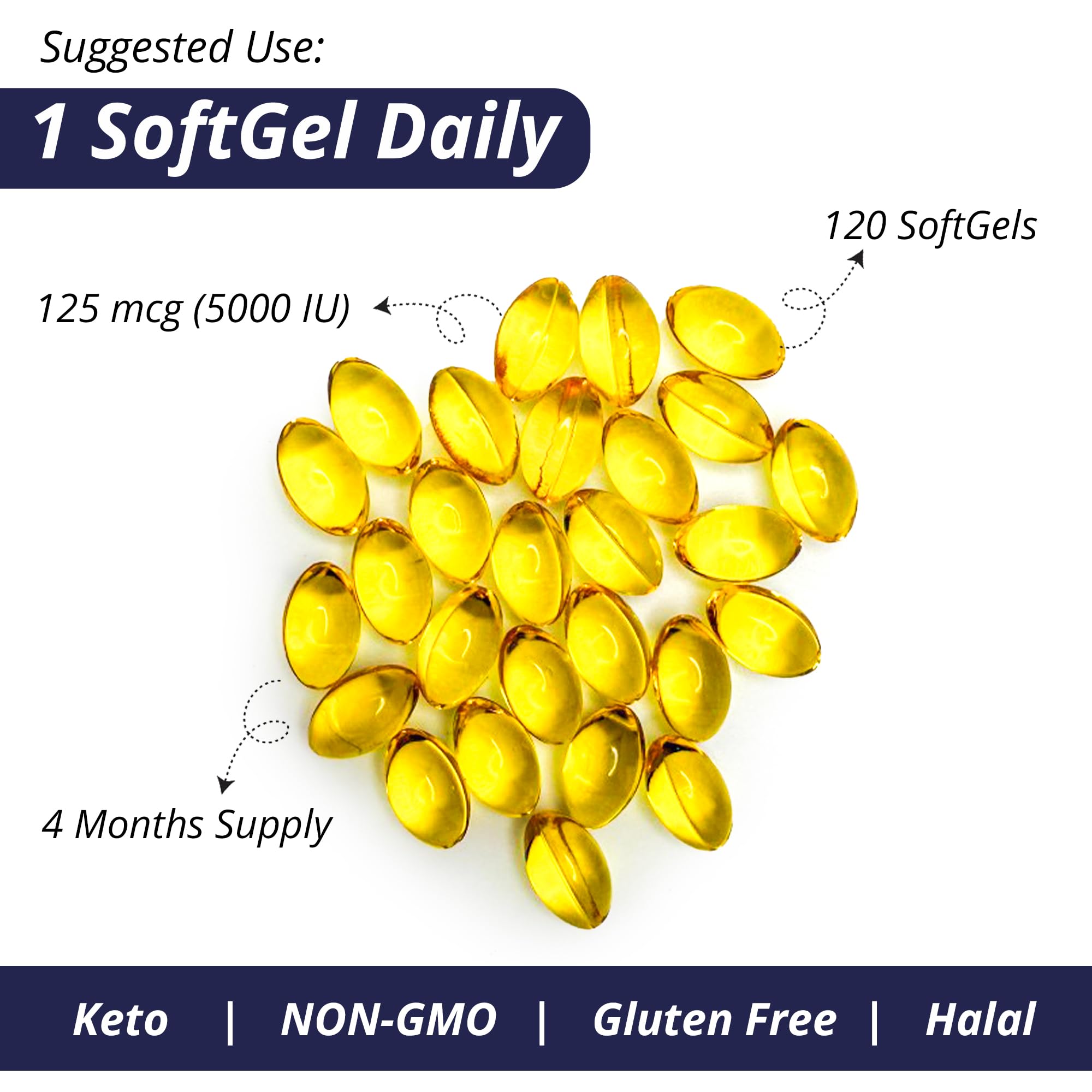 WOW Supplements Vitamin D3 softgels side view