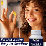 WOW Supplements Vitamin D3 softgels with measuring spoon