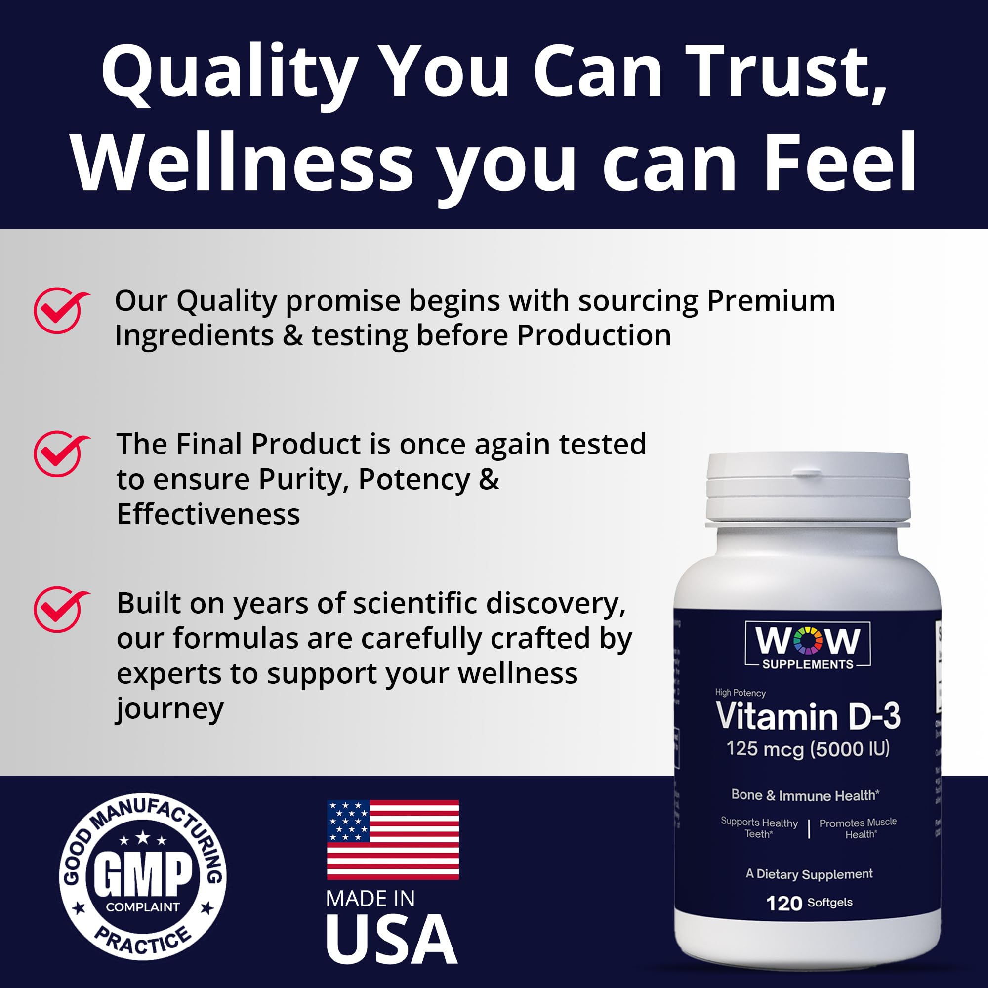 WOW Supplements Vitamin D3 softgels with olive oil
