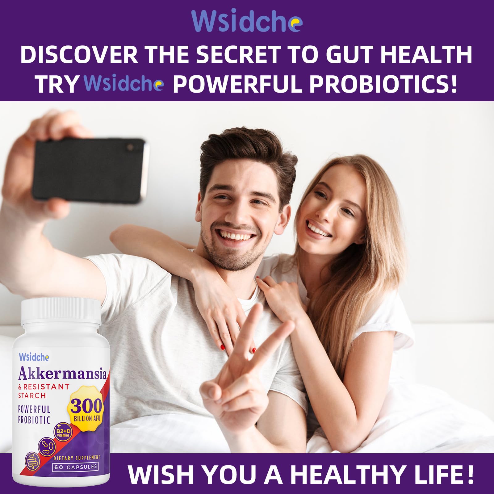Wsidche Akkermansia Probiotic Supplement packaging dimensions
