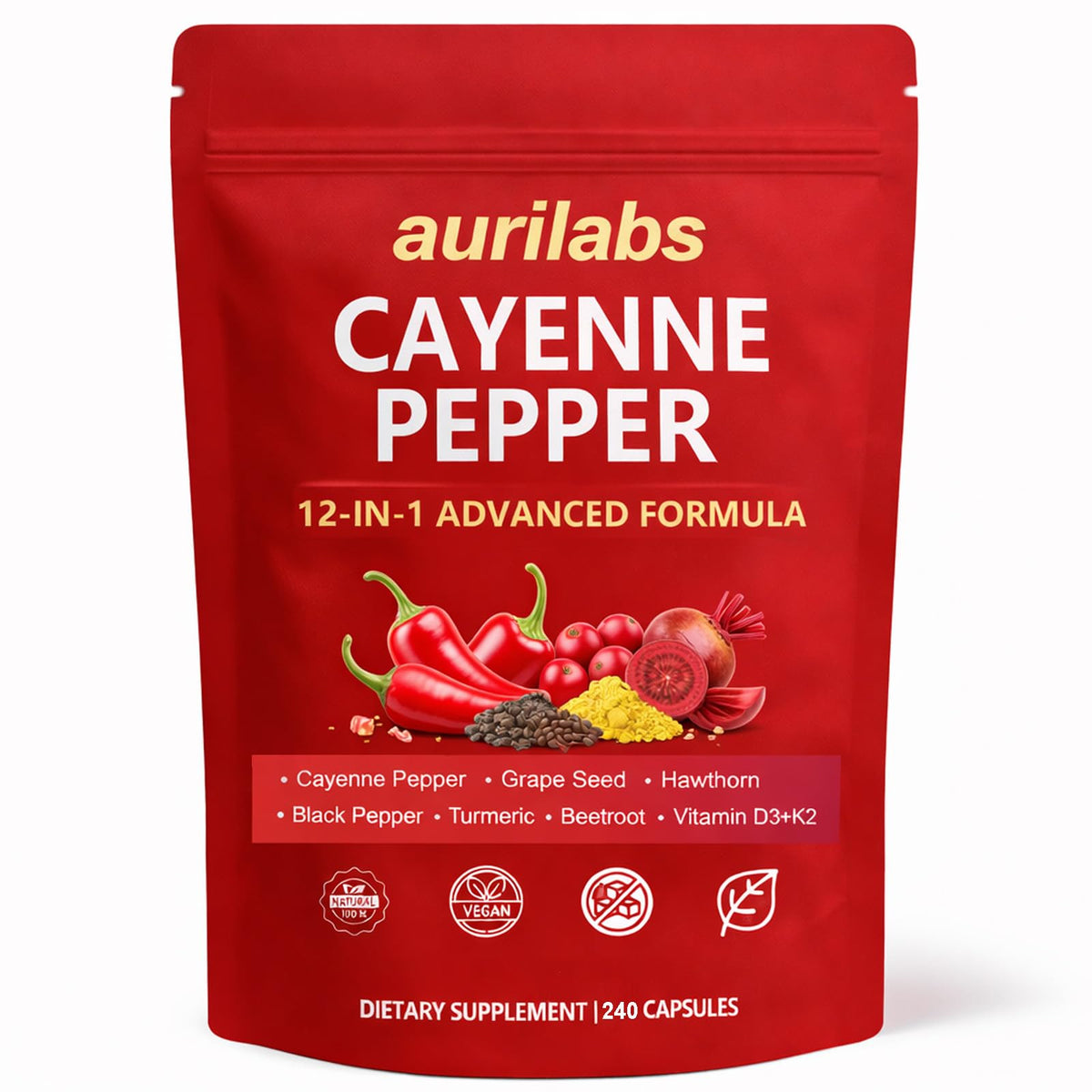 WSJAWH Cayenne Pepper Supplement 60 softgels front view