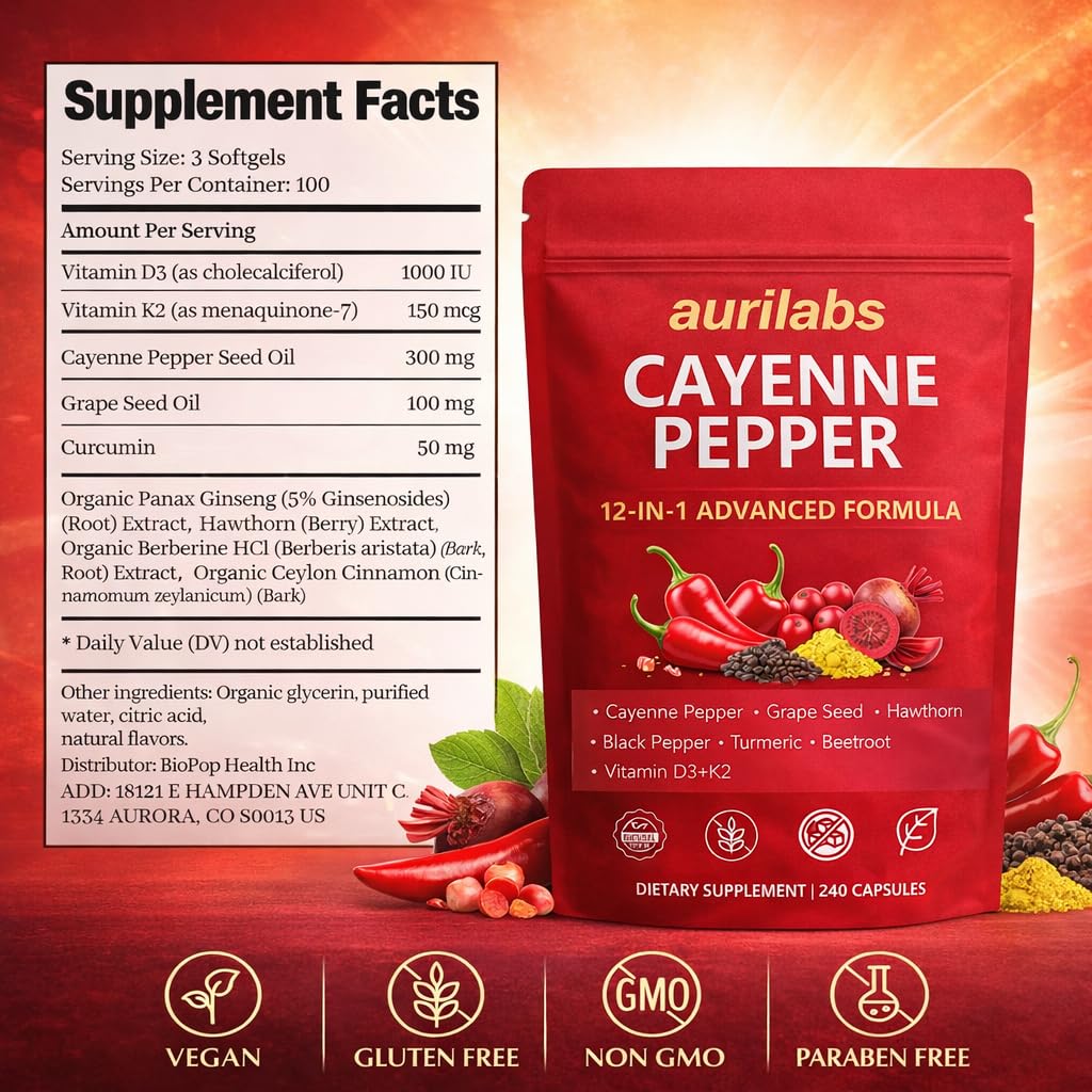 WSJAWH Cayenne Pepper Supplement side view showing softgel capsule
