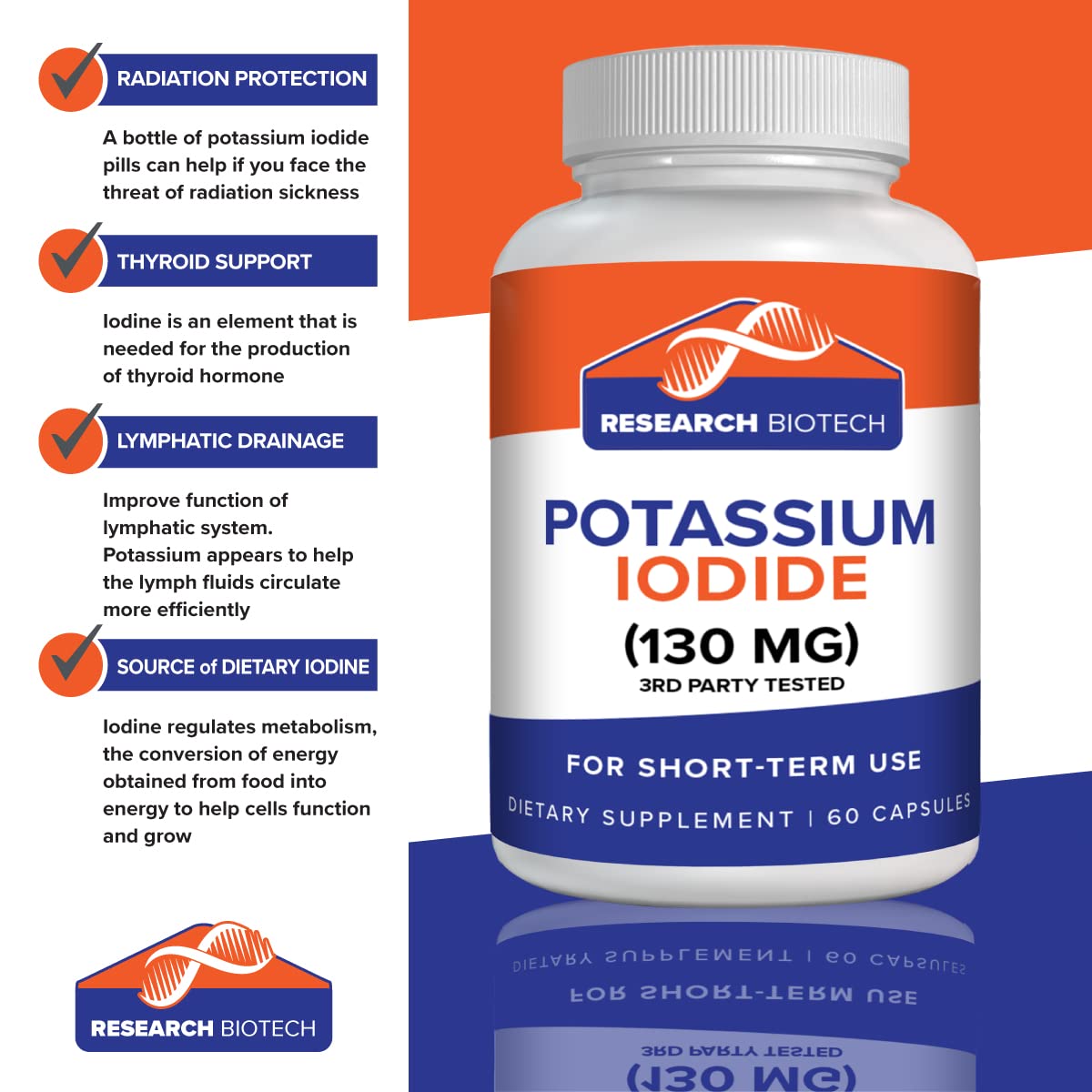 Wuiil Potassium Iodide 130mg Capsules bottle side view