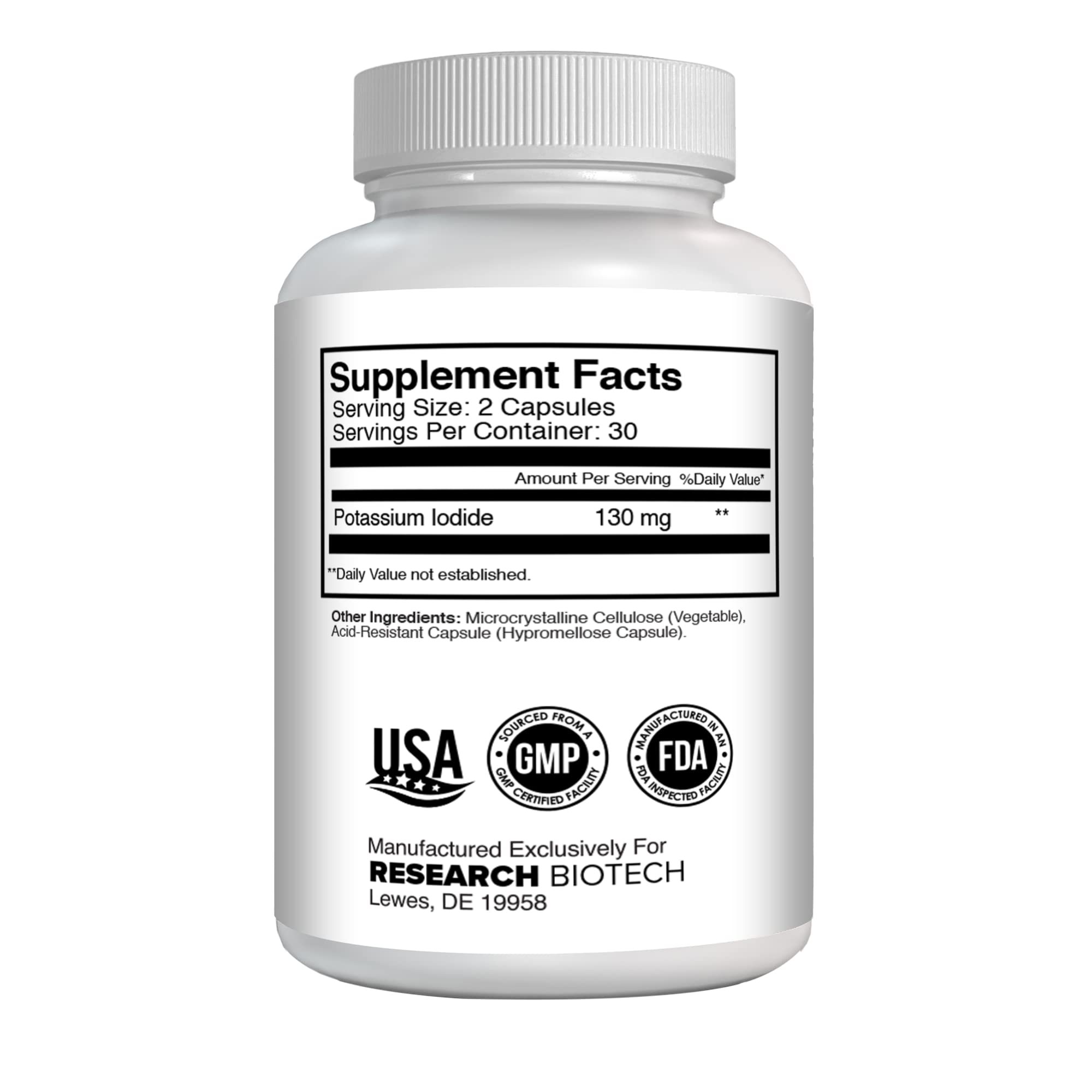 Wuiil Potassium Iodide 130mg Capsules bottle with dosage information