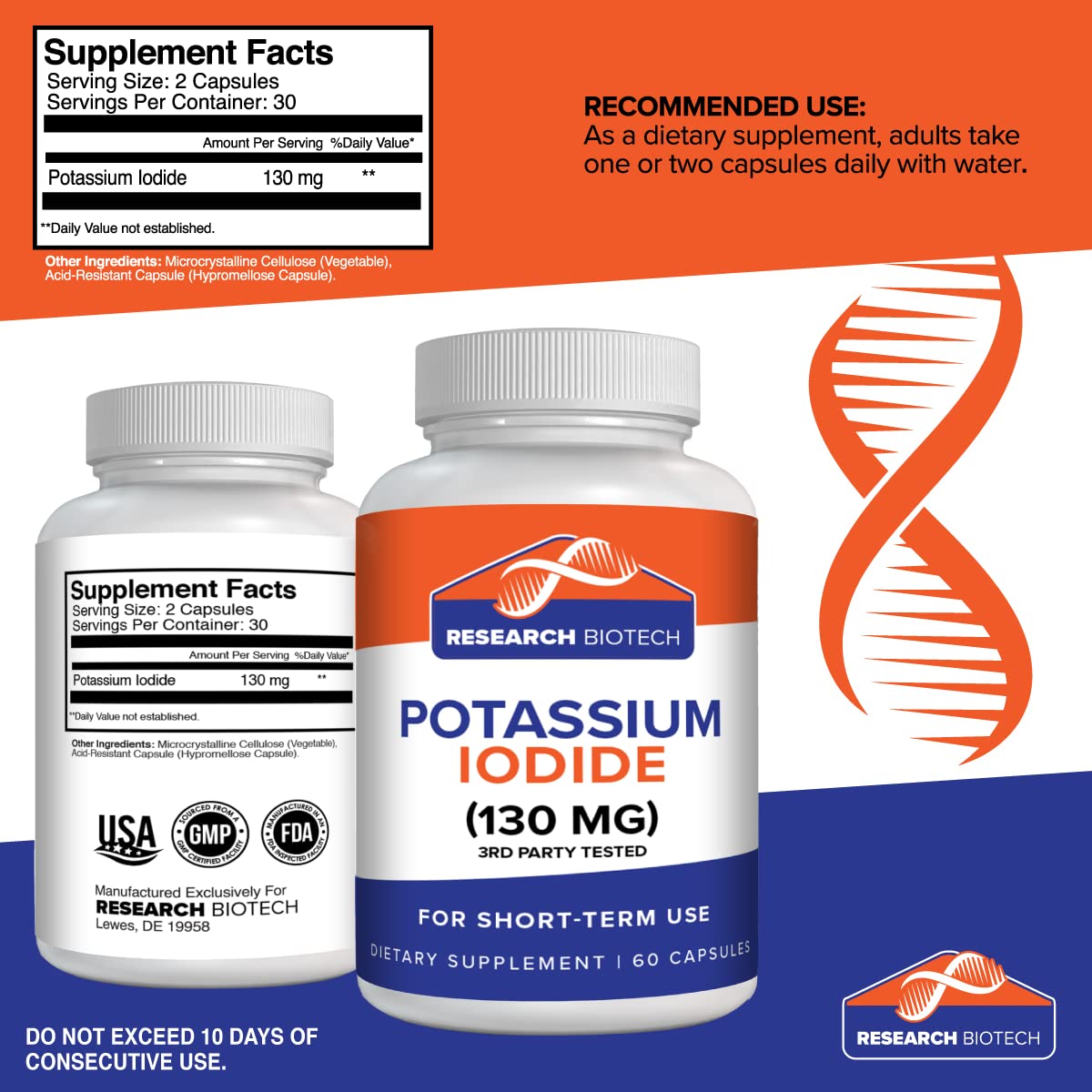 Wuiil Potassium Iodide 130mg Capsules on a wooden table
