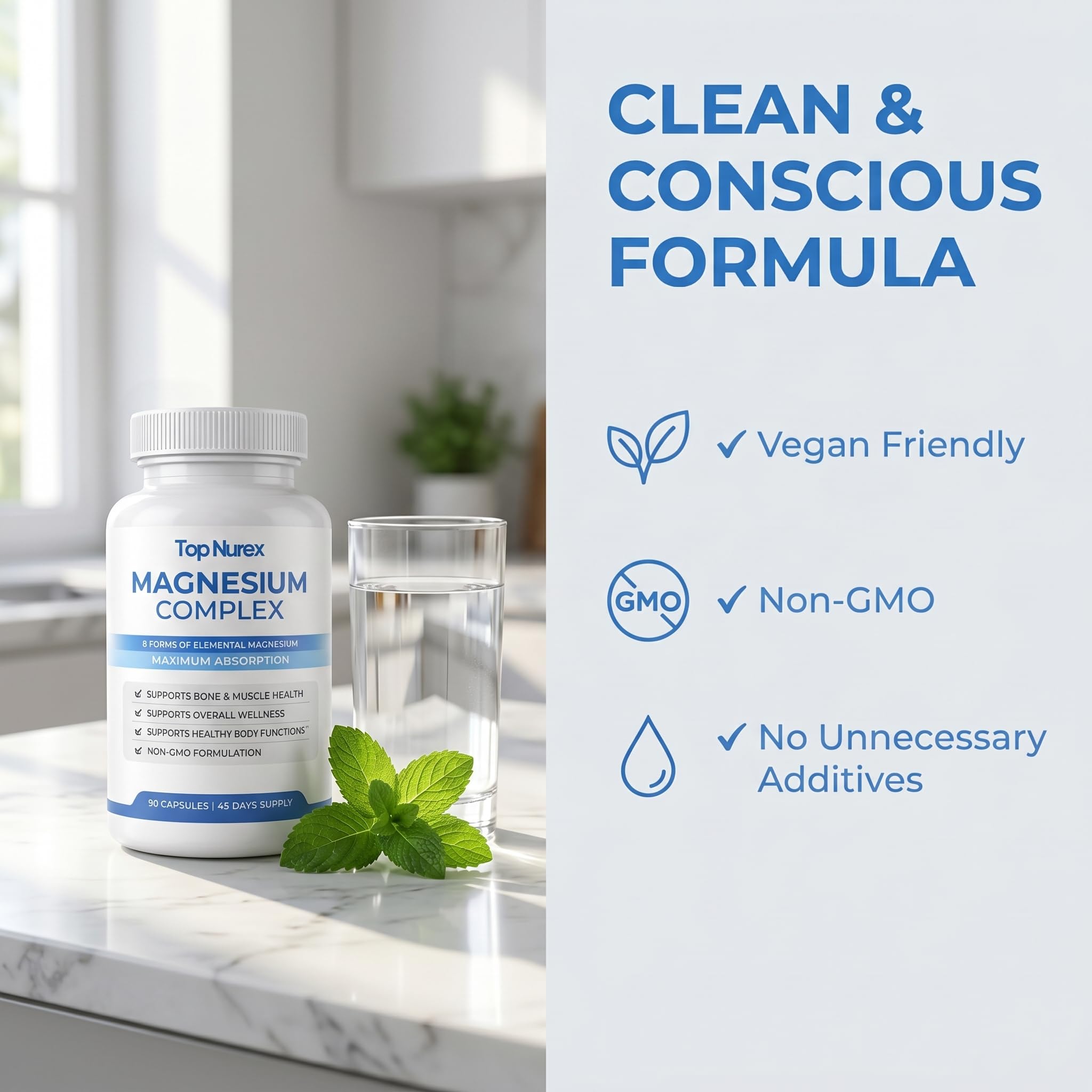 wuliao Magnesium Supplement capsules on a wooden table